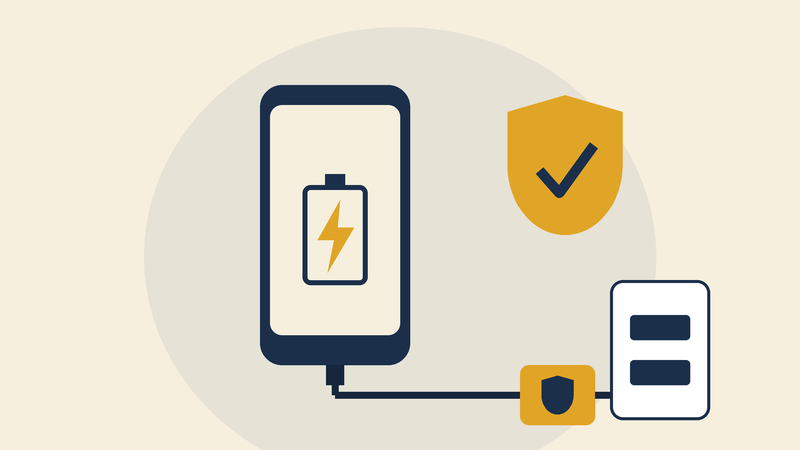Phone charging through a data-blocking adapter plugged into a USB charging port