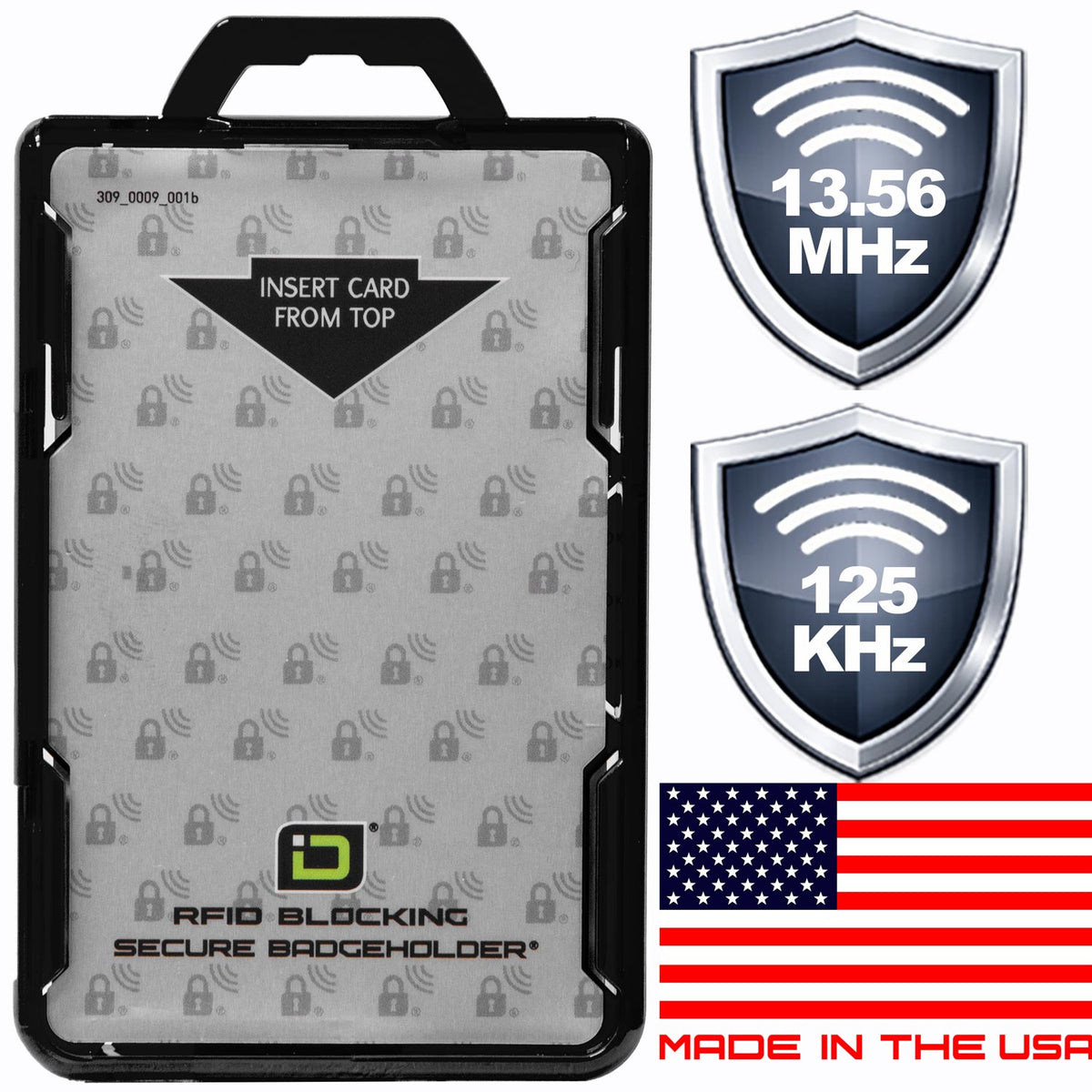 Secure Badge Holder BloxProx™ Lite PORTRAIT – Blocks 125kHz HID Prox – 1 ID Card