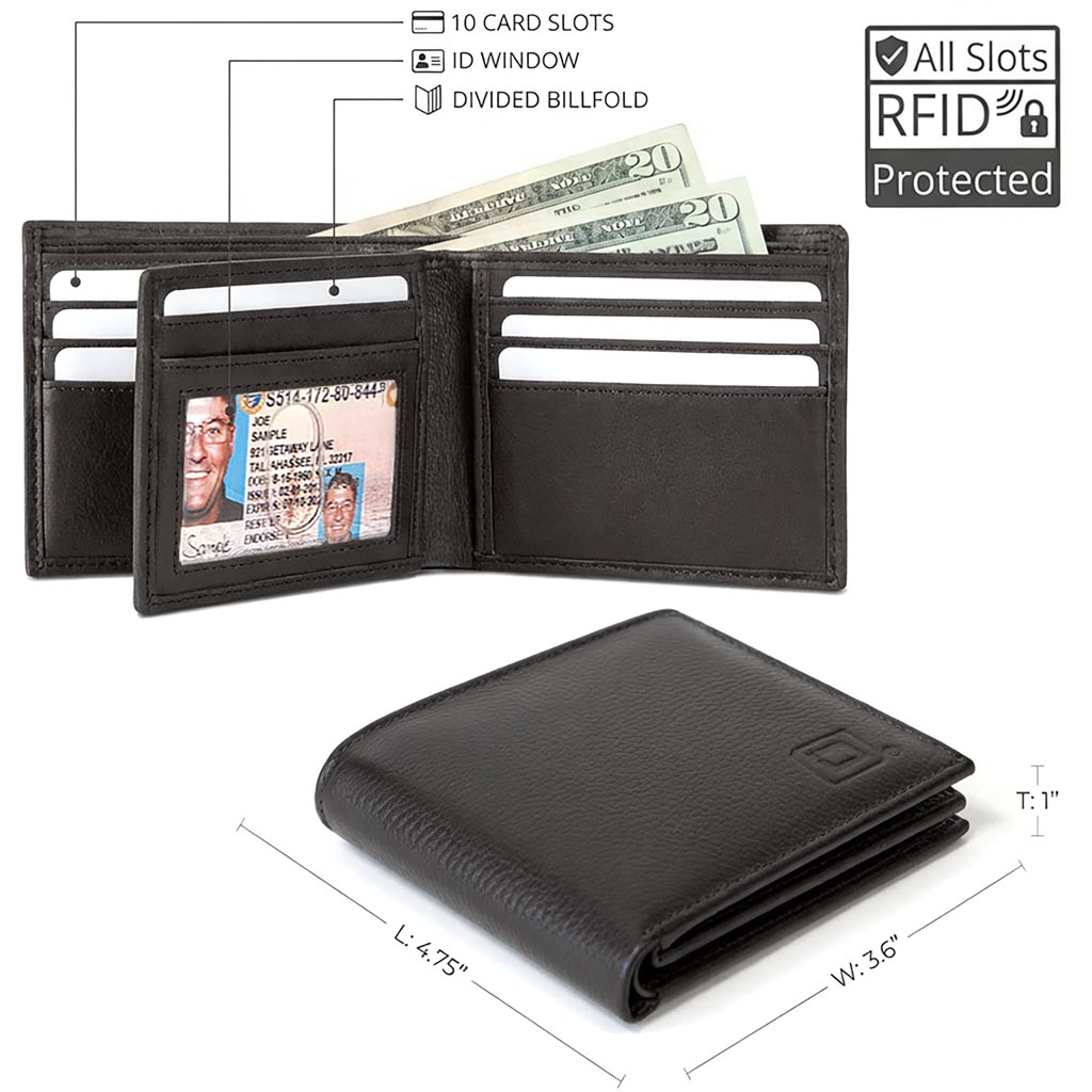 Men's RFID 10 Slot Bifold Wallet with ID Window – photo 11