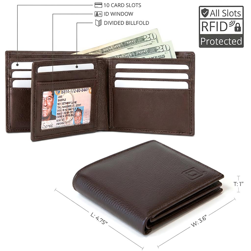 Men's RFID 10 Slot Bifold Wallet with ID Window – photo 20