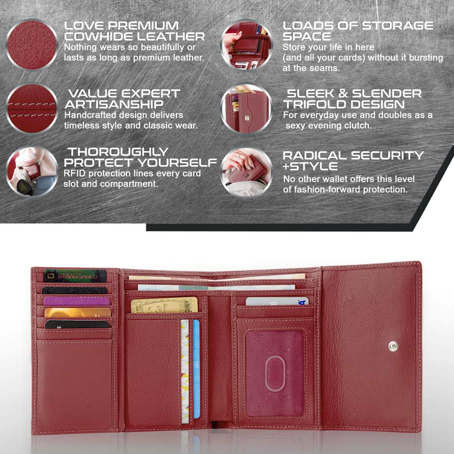 RFID Blocking Women's Leather Trifold Wallet – photo 2