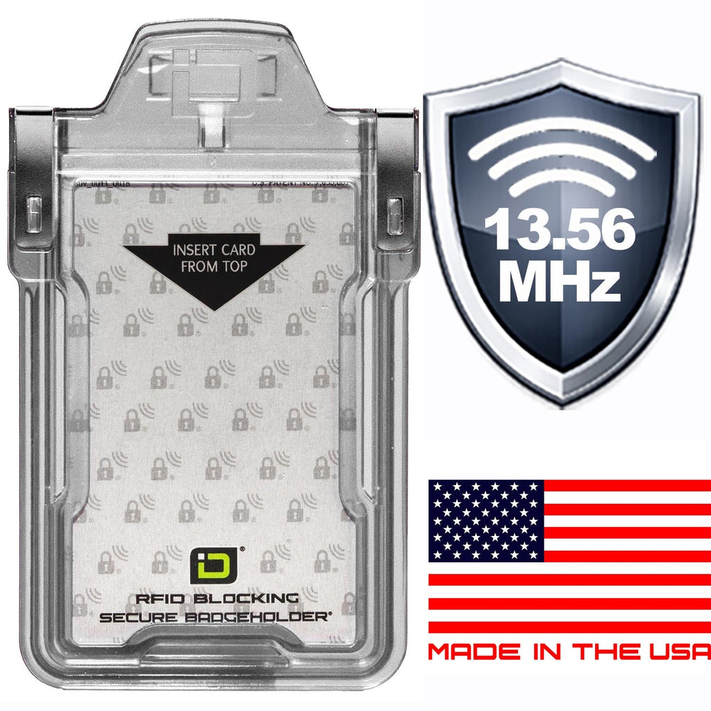 Secure Badge Holder Classic Vertical "Squeeze to Read" – 1 ID Card