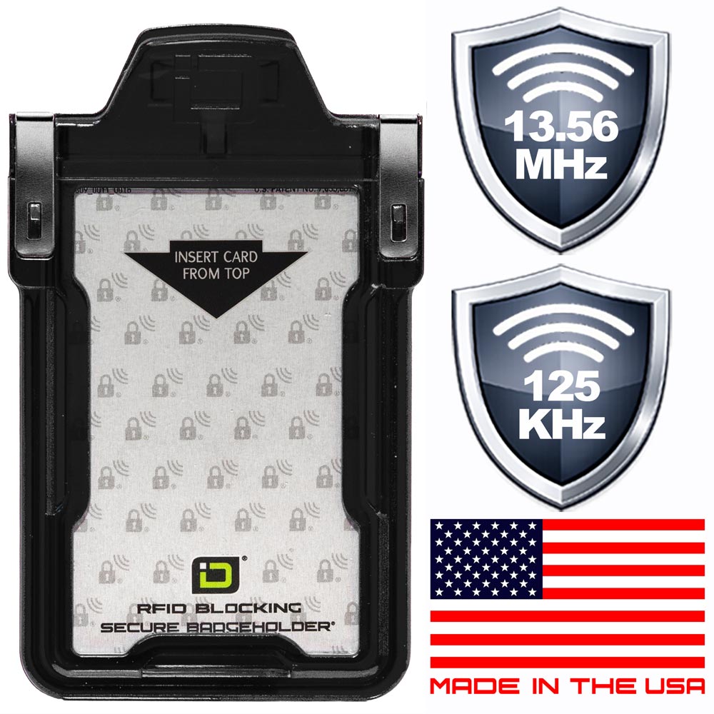 Secure Badge Holder Classic with BloxProx™ – Blocks 125kHz HID Prox – 1 ID Card