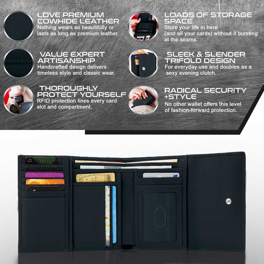 RFID Blocking Women's Leather Trifold Wallet – photo 9